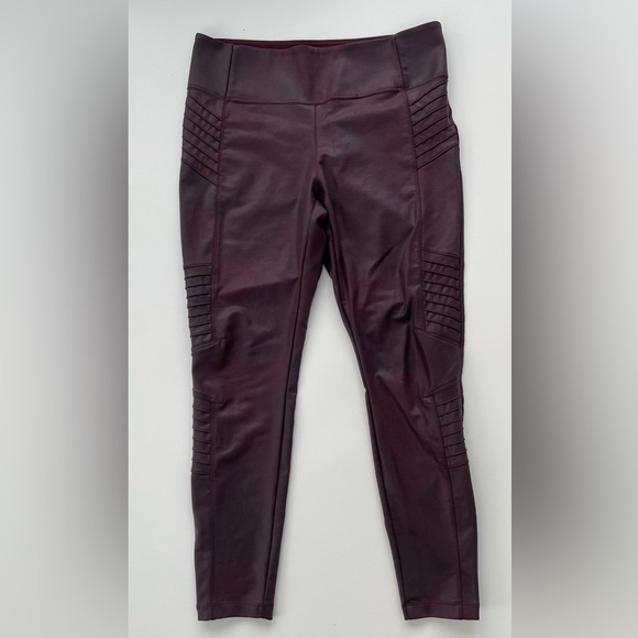 ATHLETA Delancey Gleam Moto Tight in Decadent Chocolate Deep Burgundy Size Large - Picture 2 of 11